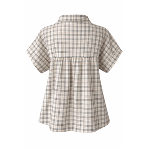 Women Plaid Shirt Short Sleeve Button Front Casual Regular Fit 100% Cotton Eco-Friendly Breathable ODM Spring Summer Shirt - Product Image 3