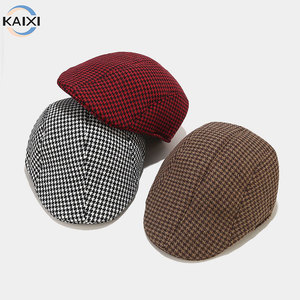 Vente en gros de gavroche à chevrons vintage personnalisé en tweed pour <span class=keywords><strong>homme</strong></span> et femme, chapeau de <span class=keywords><strong>luxe</strong></span> plat, béret en forme de lierre - Product Image 2
