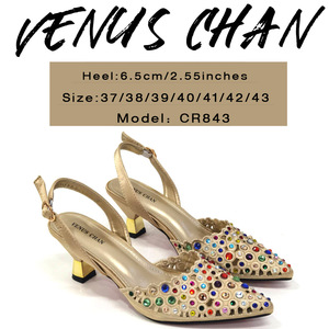 Best-selling pointed-toe hollow diamond shoes + fan-shaped wrist <b>bag</b> - African shoe and <b>bag</b> set combination - Product Image 2