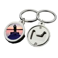 Ouvre-bouteille en alliage 2 en 1 avec logo personnalisé, porte-clés ronds personnalisés à sublimation