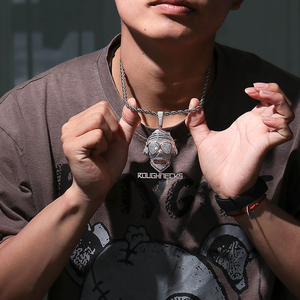 Collar de Plata de Ley 925 con Colgante de Calavera Estilo Hip Hop, Moissanita de Corte Esmeralda, Diseño Iced, Unisex, Joyería de Tono Oro Rosa - Product Image 5