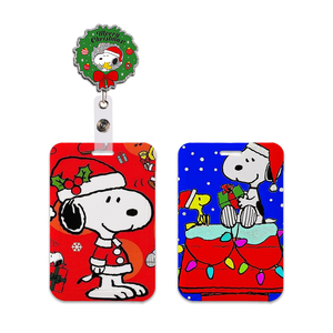 Porte-cartes d'identité professionnels en plastique personnalisés, motif chien blanc de dessin animé <span class=keywords><strong>Snoo</strong></span>, avec clip pour badges et attaches de cou pour le travail - Product Image 6
