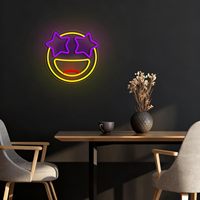 Enseigne néon LED Smiley Face, jaune, à intensité variable, enseignes lumineuses Smiley Face