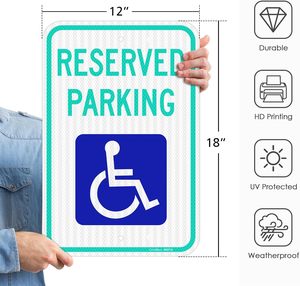 Señal de Estacionamiento Reservado para Discapacitados, Cumple con MUTCD, Señal de Estacionamiento Accesible de Aluminio Reflectante para Espacios Comerciales y Públicos - Product Image 2