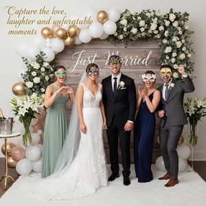 Gafas de Papel para Fotomatón de Boda, Decoraciones para Despedida de Soltera, Gafas de Recién Casados para Fiestas de Compromiso y Recuerdos - Product Image 5