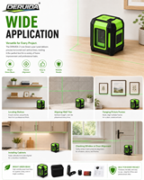 DERUIDA Niveau laser vert 2 lignes autonivelant, outil de mesure horizontal et vertical pour la construction et le carrelage