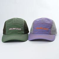 Casquettes de course haute qualité en gros casquette en nylon 5 panneaux avec logo de broderie personnalisé chapeau de pluie chapeau de camp 5 panneaux avec maille