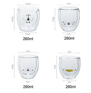 Set di Tazze in Vetro Borosilicato a Doppia Parete con Design di Animali Cartoon, Orso/Anatra/Monstruo, Portatili e Riutilizzabili, Lavabili in Lavastoviglie - Product Image 4