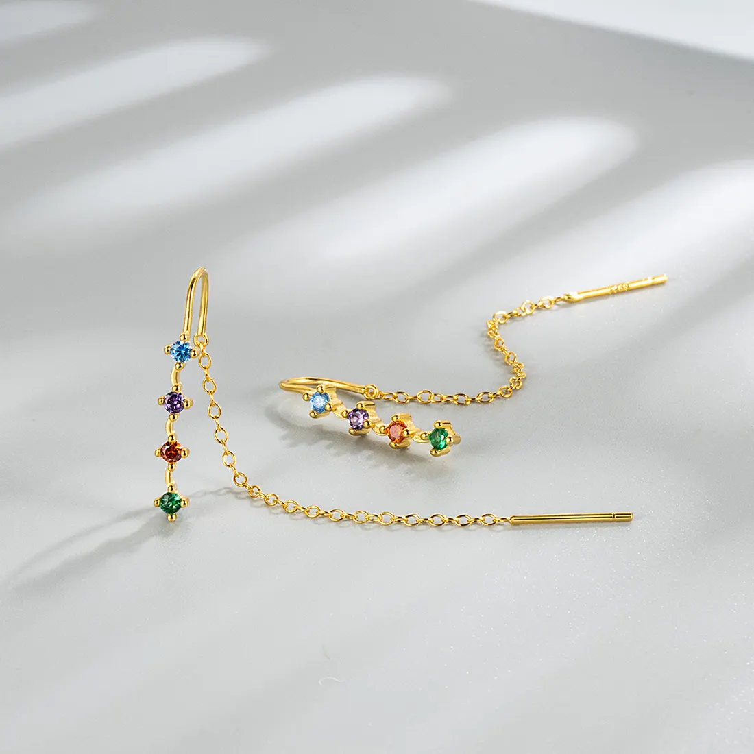 Classique vintage mode bijoux boucles d'oreilles délicat 925 argent sterling coloré arc-en-ciel zircone diamant boucle d'oreille pour les femmes