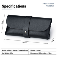 Étui à lunettes en cuir PU personnalisé avec logo, pochette de protection souple portable pour lunettes avec bouton-pression pour voyage et usage quotidien