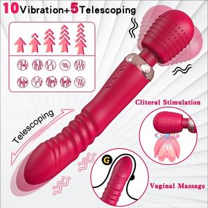 Alta calidad 3 <span class=keywords><strong>Motor</strong></span> 10 Vibración 5 Empuje Potente Vibrador Varita Masajeador Punto G Consolador Estimulador de clítoris Juguetes sexuales para adultos - Product Image 3