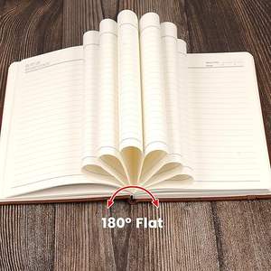 Agenda quotidien personnalisé de luxe en cuir relié cousu avec logo et slogan d'entreprise, format A5 ligné – Cadeau d'affaires sur mesure HKZB - Product Image 4