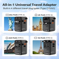 Worldplug PD 45W Multi Plug Worldwide Socket Adaptateur de chargeur de voyage Adaptateur universel de prise de voyage internationale avec 2AC