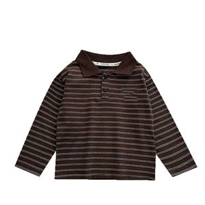 Polo rayé pour enfants style Old Money, doux pour la peau, T-shirt à manches longues pour filles, style coréen tendance, sous-vêtement de base - Product Image 5