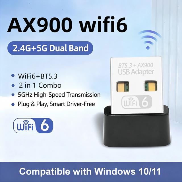 Ax900 Usb Wifi 6 BT 5.3 Adapter 2in1 Dongle Dual Band 2.4g & 5ghz Usb Network Wireless Wlan Receiver CE FCC