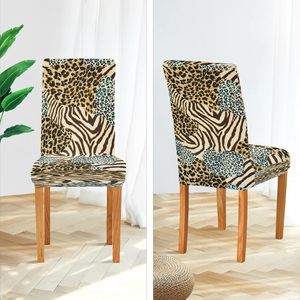 Housses de chaises modernes à paillettes à motifs tigre zèbre léopard Ensemble de housses extensibles en Spandex pour salle à manger, hôtel, bureau, fête - Product Image 5