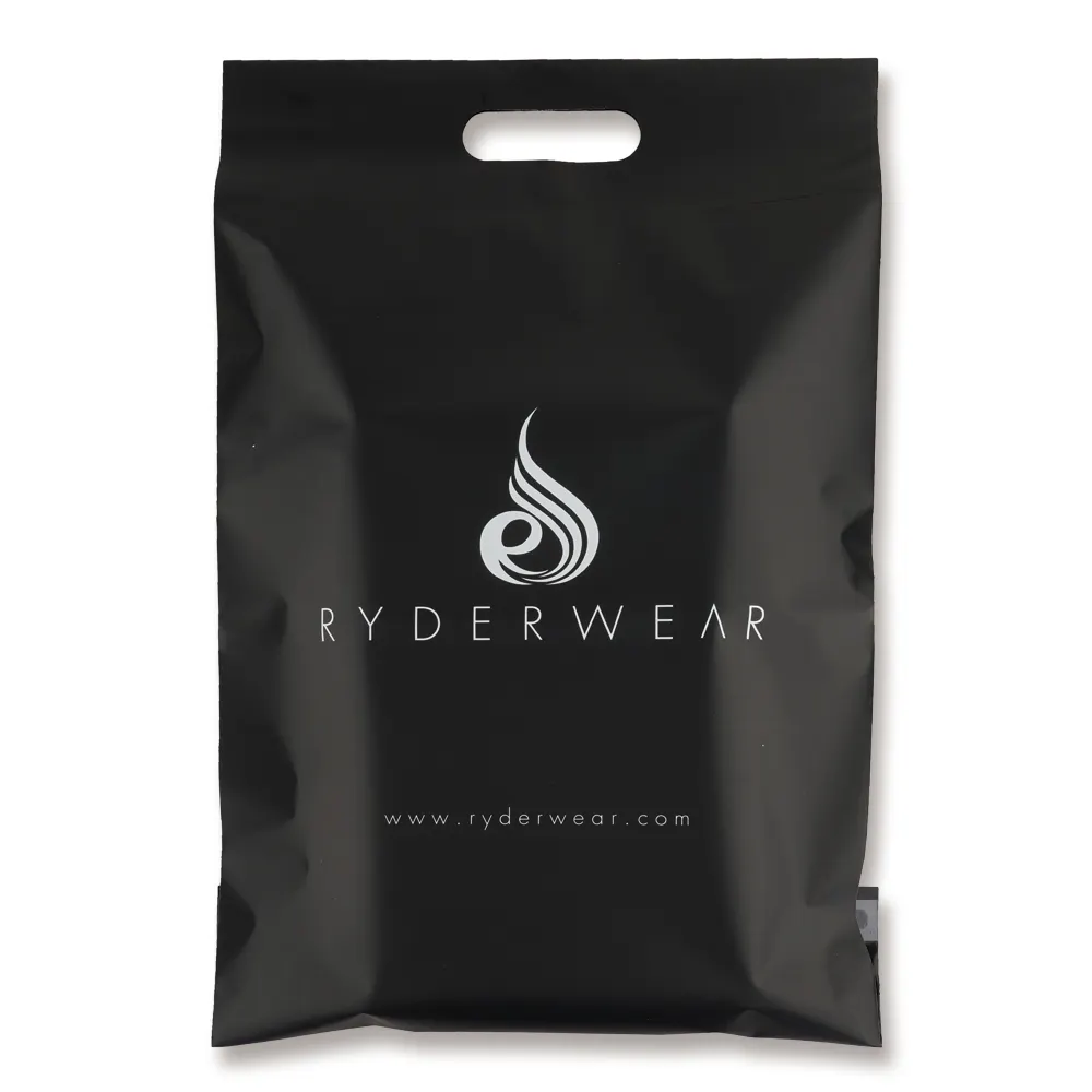 Пользовательский логотип, черная большая курьерская доставка, экологически чистая упаковка для почтовой одежды, почтовый пакет с ручкой