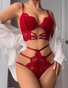 2025 nuovo elegante, Plus-size Sexy Lingerie da <span class=keywords><strong>donna</strong></span>, ricamo in pizzo all'ingrosso, Set di Lingerie in 3 pezzi - Product Image 5
