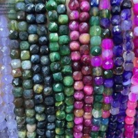 Perles cubiques à facettes en pierre naturelle de 8 mm, coupées carrées, en vrac, pour la fabrication de bijoux DIY (bracelets, colliers)