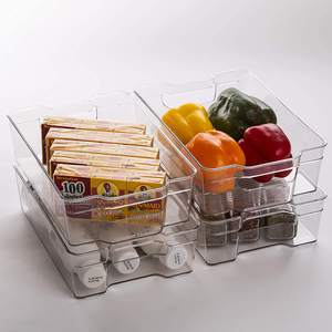 Plastic fridge organizer containers set Multi-Use Organizer Bins Home Organization Large size 4 pack