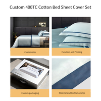 Parures de lit 4 pièces en coton 400TC, sur mesure, lavables, avec densité de tissu de 80 %, pour hôtels de luxe (taille personnalisée)