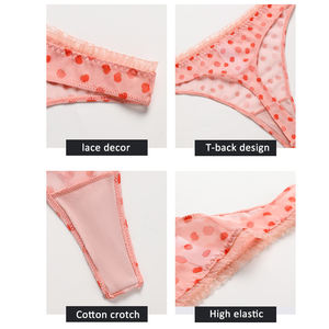JENGS, ODM/OEM, Tangas de encaje para mujer, encaje sin costuras de frutas para mujer, corte por láser, tangas estampadas sexis con espalda en T, bragas para mujer - Product Image 6