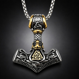 Yunnique – pendentif marteau de Thor Viking en alliage de Zinc, collier à la mode pour hommes, design géométrique, bijoux cadeau - Product Image 1