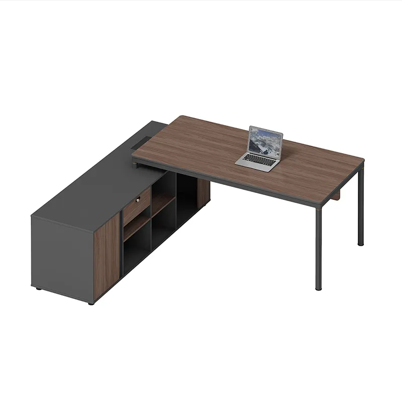 Mobili per ufficio all'ingrosso scrivania in noce a forma di L moderna MFC direzionale escritorio tavolo da ufficio workstation