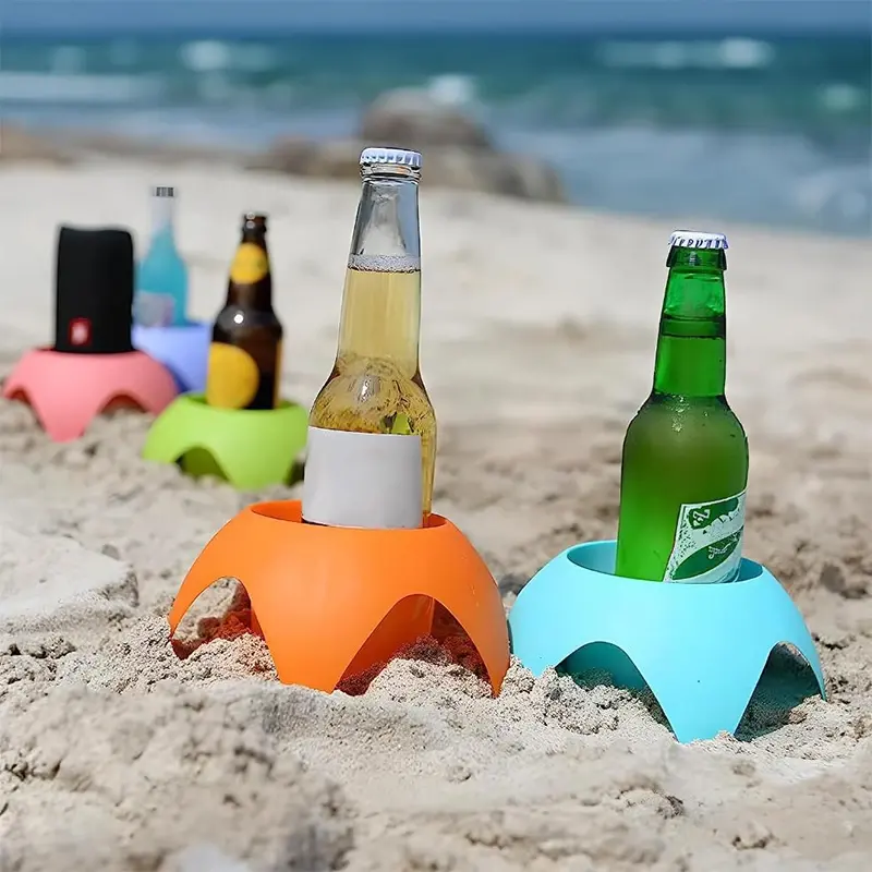 Portable Beach Cup Holder Vacation Beach Accessories Beach Drink Cup Tray Camping Hiking Outdoor Tableware Supplies