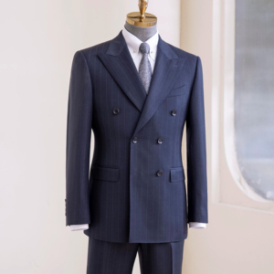 Abito da Uomo Sartoriale di Alta Qualità per Matrimonio, Vestibilità Slim, 100% Lana, Tessuto Super, Design Doppiopetto, Cappotto e Pantaloni Haute Couture - Product Image 1