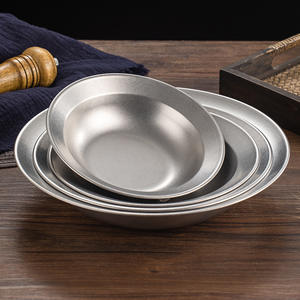 Cuencos de <span class=keywords><strong>Ramen</strong></span> de acero inoxidable 304 gris nieve, plato de fideos fríos de fruta gruesa, utensilios de estilo Retro para platos de ensalada de cocina - Product Image 3