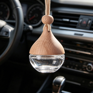 Personalised Empty <strong>Car</strong> Perfume <strong>Diffuser</strong> Bottle Glass Hanging 6 8 10 ml Frosted Gold Square with Wooden Cap - Product Image 2