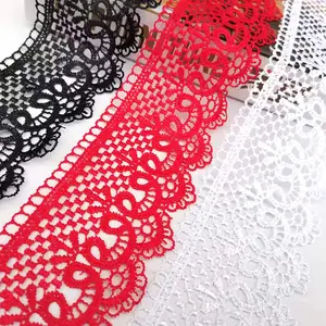 wholesale Luxury colorful Ribbon water-solute embroidery fabric for ladies african lace trim for garment loungewear dress DB202