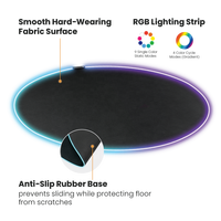 MP06-11 tapis de chaise de jeu arrondi avec bande lumineuse RGB pour plancher en bois dur 39 pouces tapis de bureau rond pour ordinateur de jeu