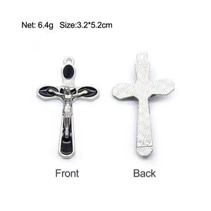 Accesorios de Cruz Multicolores de 3.<span class=keywords><strong>2</strong></span>*5.2cm, Colgante de Cruz de Aleación de Jesús, Amuleto Católico, Joyería Religiosa Hecha a Mano - Product Image 5