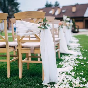 Longue <span class=keywords><strong>chaise</strong></span> de mariage ceintures vert sauge drapé <span class=keywords><strong>tissu</strong></span> pour cérémonie réception extérieur allée <span class=keywords><strong>chaise</strong></span> décorations - Product Image 3