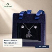 Caja de Regalo de Joyería de Papel Personalizada con Ventana Transparente, Asas de Cinta, Cajón Extraíble e Inserto de Terciopelo para Pendientes y Collares al por Mayor