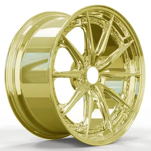 Factory Direct Sale Car Polishing Two-piece Forging Customization Alloy Wheel Price Forged Blanks Golden Color Alloy Wheel