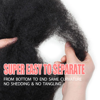 BLT Crochet Remy Afro Kinky Bulk Hair 30g, Cheveux en vrac à double trame machine, Teints toutes couleurs, Emballage personnalisable pour Dreadlocks et Tresses