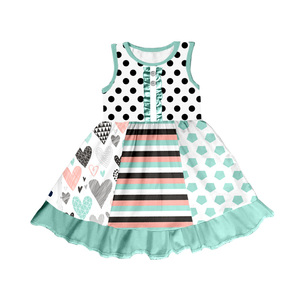 Vestido de seda con estampado para niña pequeña, vestido sin mangas con volantes y manga corta para vacaciones y uso diario - Product Image 2