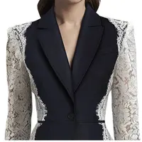 Chaqueta de manga larga de encaje de alta calidad para mujer, blazer formal de negocios de talla grande, con un solo botón, elegante, OEM