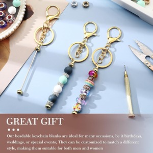 12 Pezzi di Aste per Portachiavi con Perline Fai-da-Te, Anelli per Portachiavi in Metallo, Ciondoli, Borse, Regali per Festival - Product Image 4