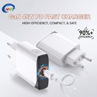 Chargeur mural ultra-fin HNT GaN 20W 30W 45W PPS PD EU Type C à charge rapide avec câble C-C de 1 m pour iPhone Samsung S25 S24