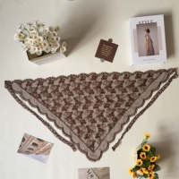 Petit foulard triangulaire en maille tricotée à motif floral, voile transparent, bandana, couvre-cheveux, cache-cou pour femme, usage quotidien