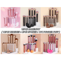 Ensemble professionnel de pinceaux de maquillage pour les yeux et le blush, grand format, manche en métal, 12 pièces, poils synthétiques, idéal pour les voyages