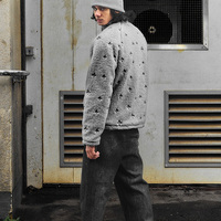 Fabricant de vêtements, vêtements d'hiver en sherpa de haute qualité sur mesure, veste en laine à fermeture éclair, patchwork lourd