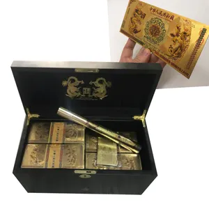 1000 pcs Chinese One Hundred Quintillion Banknote Gold Color Foil Yellow dragon Banknotes Money With Black box