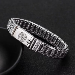 Bracelet vintage en tissage ethnique, motif bouddhiste indien, six mots <span class=keywords><strong>de</strong></span> <span class=keywords><strong>vérité</strong></span>, porte-bonheur pour couple, pour homme, charme tendance, Thaïlande - Product Image 3