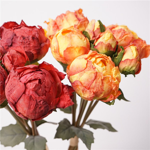Ramo de Peonías Artificiales de Seda con 7 Cabezas y Bordes Quemados, <span class=keywords><strong>Precio</strong></span> Competitivo, Decoración Floral para el Hogar y Eventos - Product Image 3