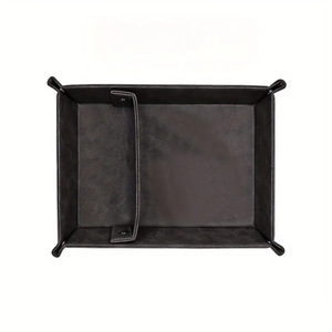 Leather entryway desktop <b>storage</b> box, large capacity PU key and <b>remote</b> <b>control</b> tray, divider tray. - Product Image 5